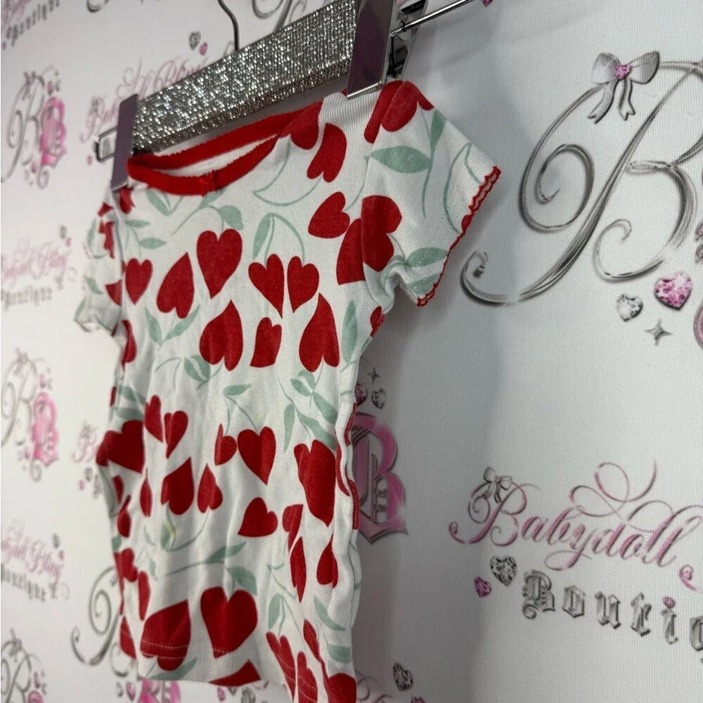 Carter's T-shirt hearts cherry print floral style top White and Red Baby